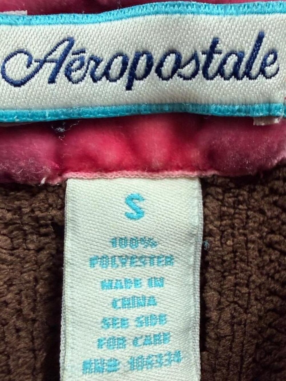 Vintage Y2K Aéropostale chocolate brown cable knit cropped zip-up hoodie S - Picture 4 of 5